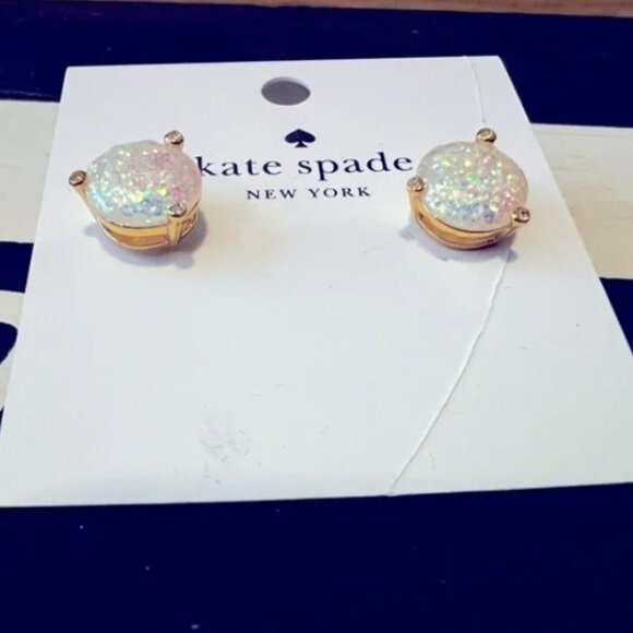 NWT Reserve Kate Spade Iridescent Glitter Stud Earrings - Picture 3 of 11